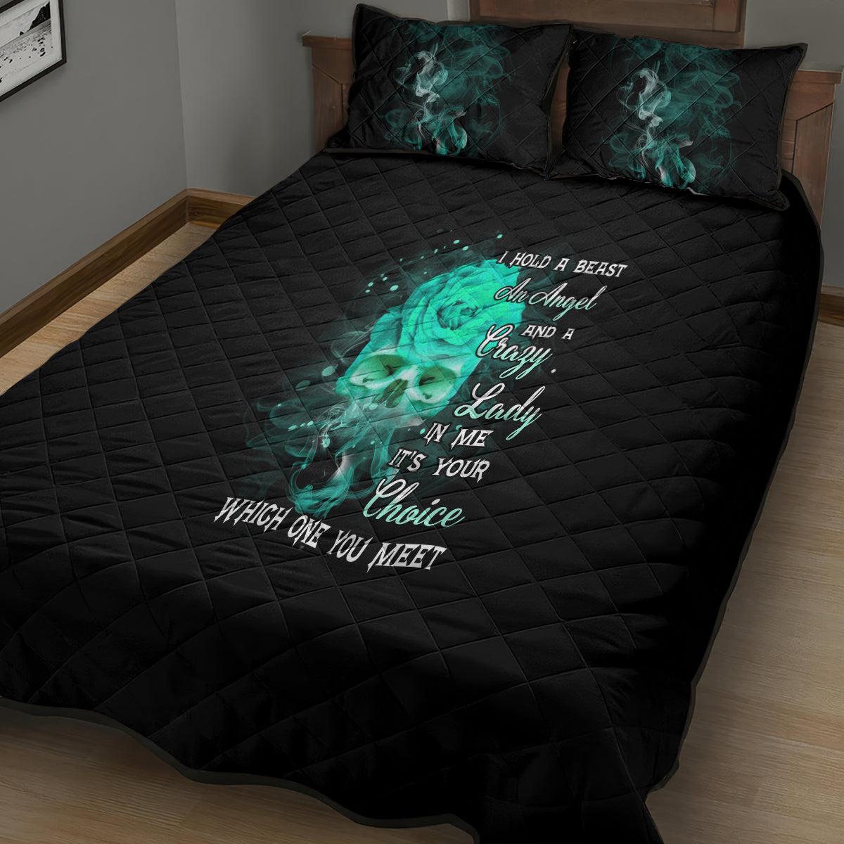 I Hold A Beast An Angel Crazy Lady In Me Quilt Bed Set - Wonder Print Shop