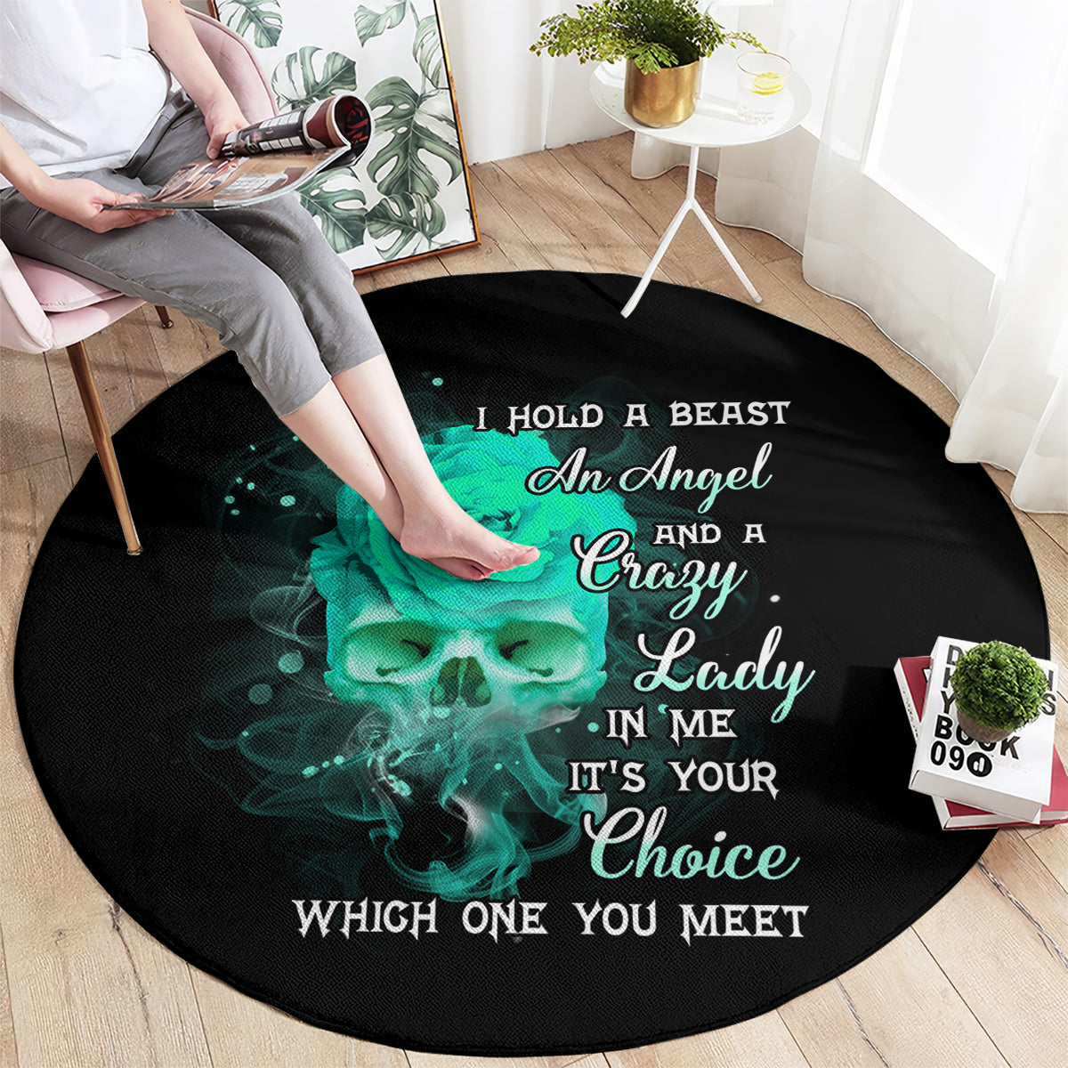i-hold-a-beast-an-angel-crazy-lady-in-me-round-carpet