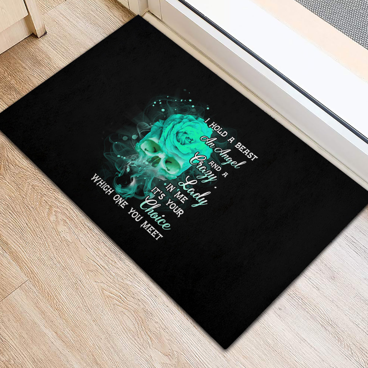 I Hold A Beast An Angel Crazy Lady In Me Rubber Doormat - Wonder Print Shop