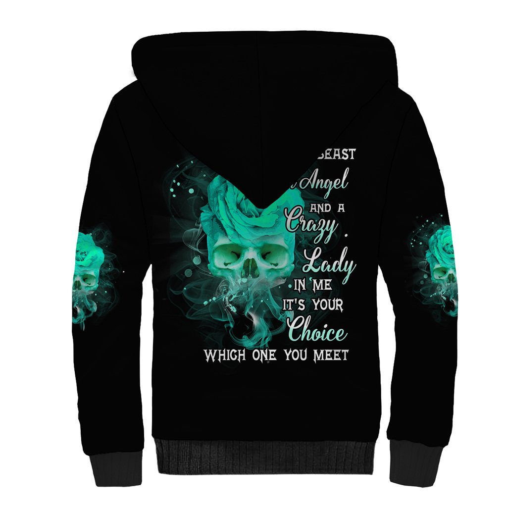 I Hold A Beast An Angel Crazy Lady In Me Sherpa Hoodie - Wonder Print Shop