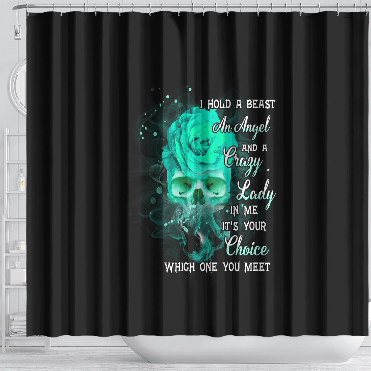 i-hold-a-beast-an-angel-crazy-lady-in-me-shower-curtain