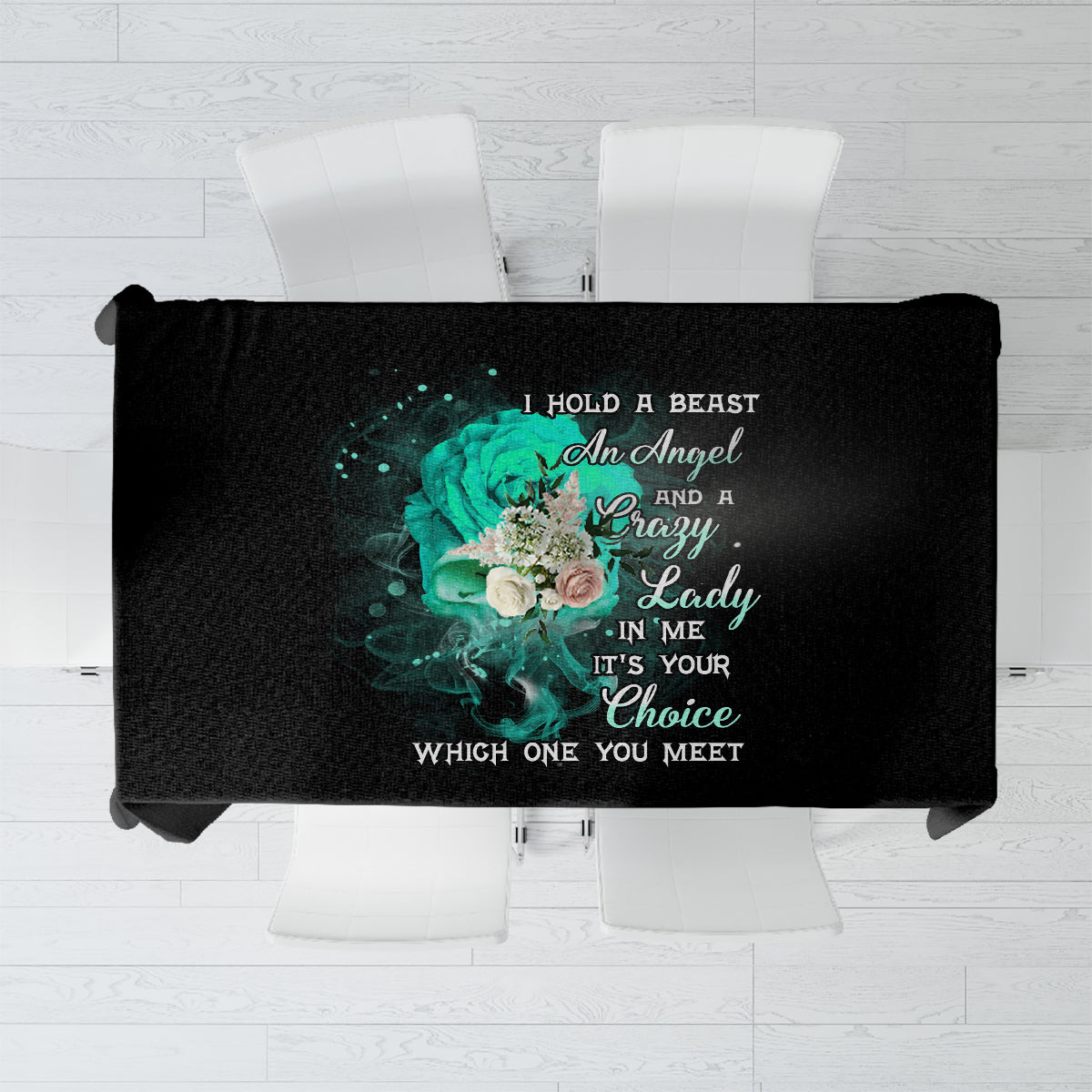 I Hold A Beast An Angel Crazy Lady In Me Tablecloth - Wonder Print Shop
