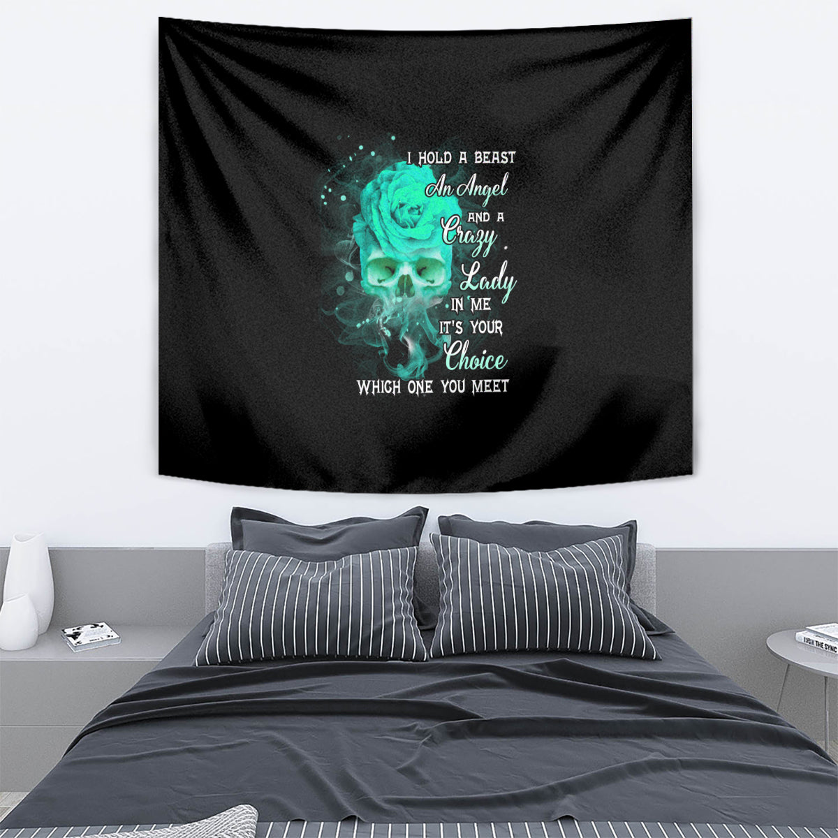 I Hold A Beast An Angel Crazy Lady In Me Tapestry - Wonder Print Shop