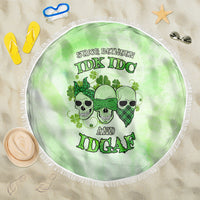 Stuck Between Idk Idc And Idgaf Rose Skull Patrick's Day Beach Blanket - Wonder Print Shop