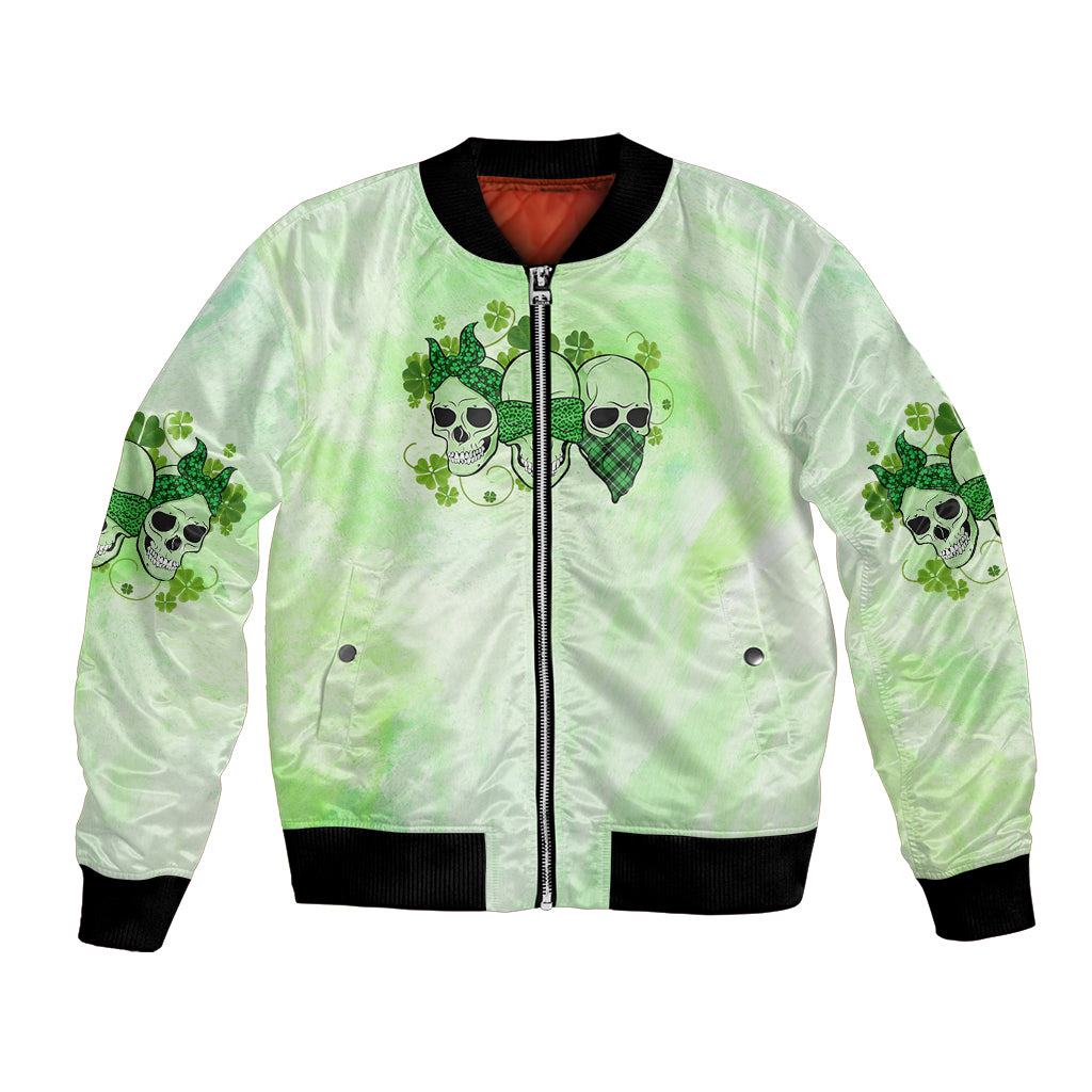 Stuck Between Idk Idc And Idgaf Rose Skull Patrick's Day Bomber Jacket - Wonder Print Shop