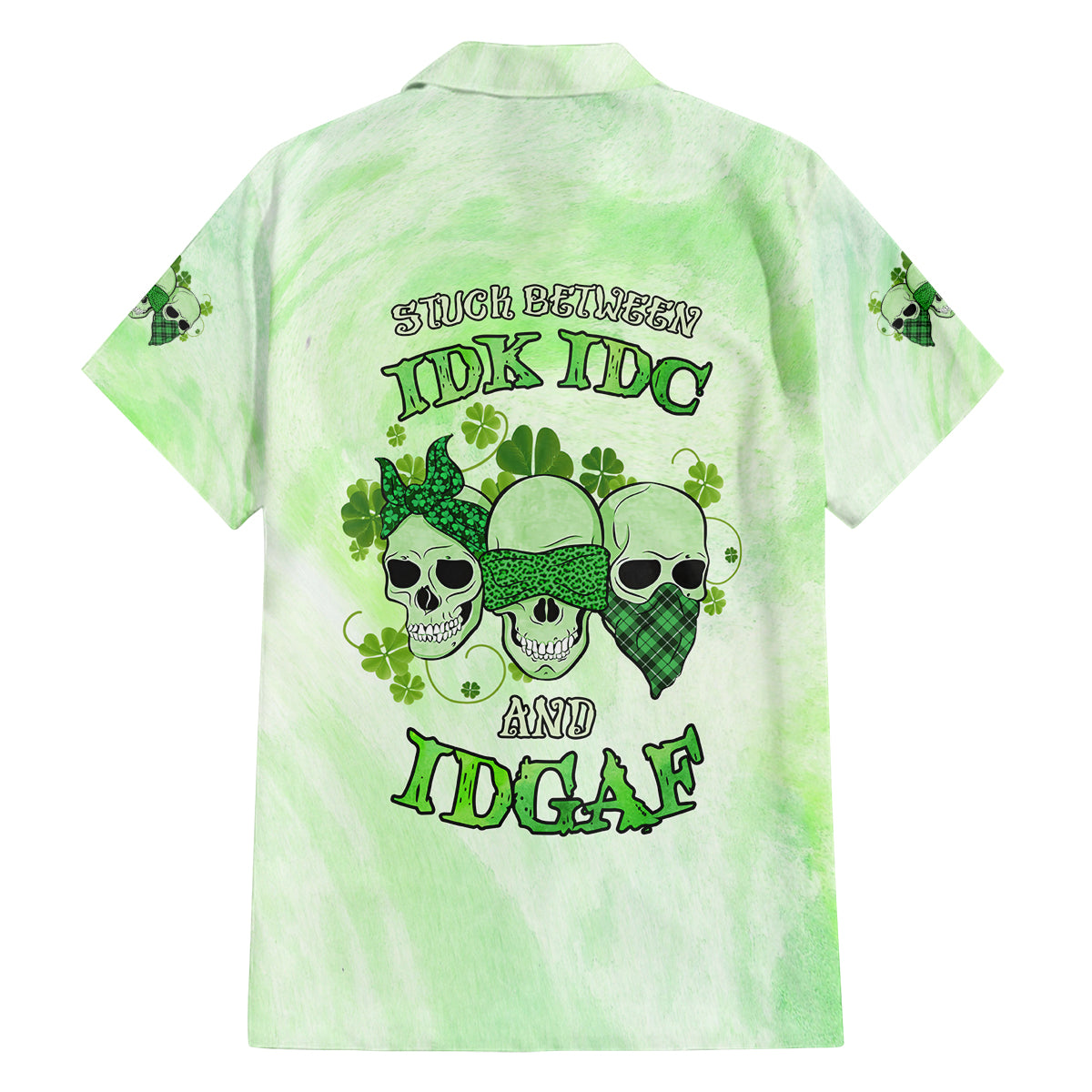 Stuck Between Idk Idc And Idgaf Rose Skull Patrick's Day Family Matching Off Shoulder Maxi Dress and Hawaiian Shirt - Wonder Print Shop