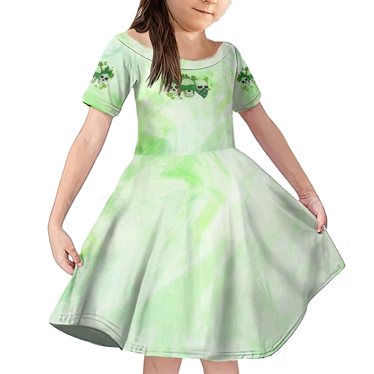 Stuck Between Idk Idc And Idgaf Rose Skull Patrick's Day Family Matching Off Shoulder Short Dress and Hawaiian Shirt - Wonder Print Shop