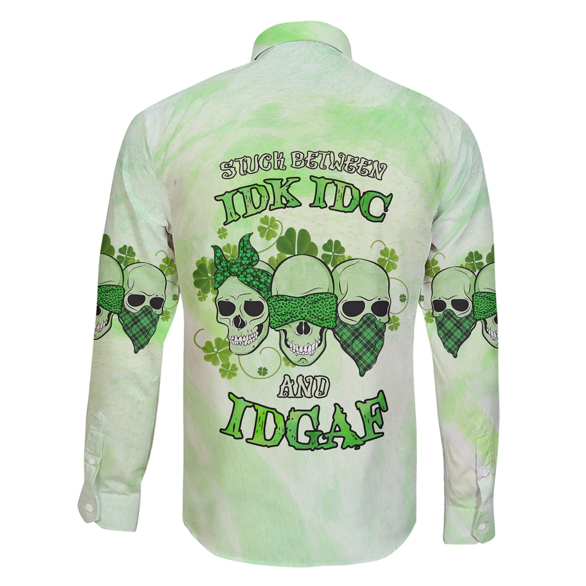 Stuck Between Idk Idc And Idgaf Rose Skull Patrick's Day Family Matching Short Sleeve Bodycon Dress and Hawaiian Shirt - Wonder Print Shop