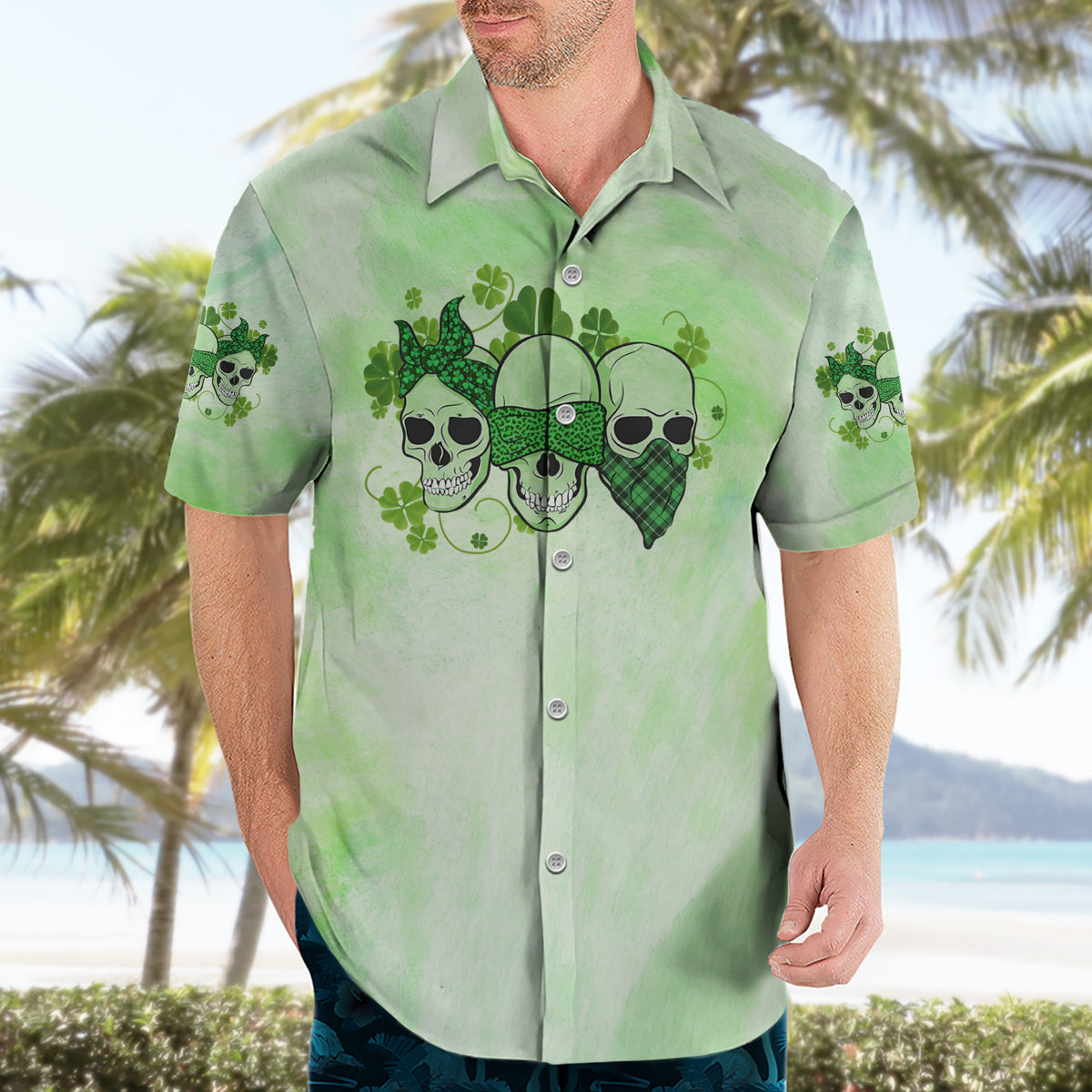 Stuck Between Idk Idc And Idgaf Rose Skull Patrick's Day Hawaiian Shirt - Wonder Print Shop