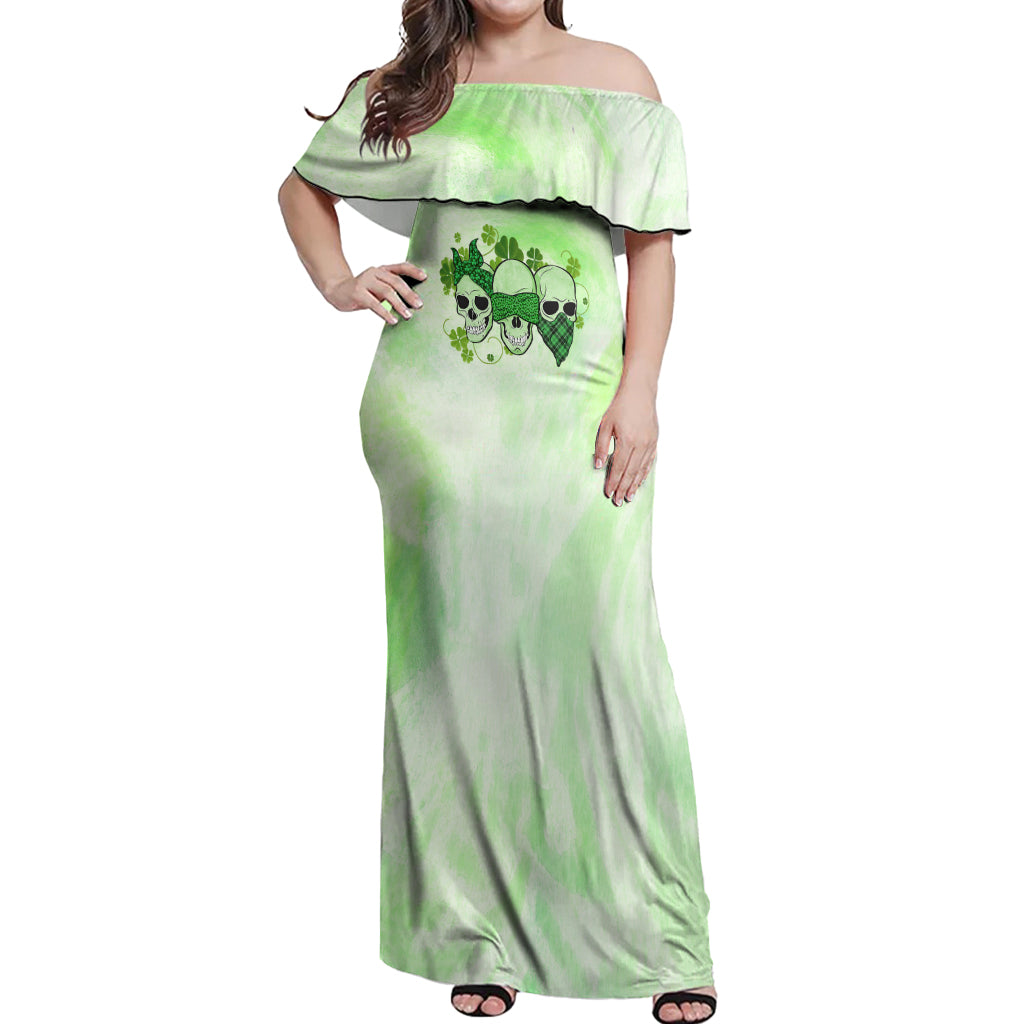 Stuck Between Idk Idc And Idgaf Rose Skull Patrick's Day Off Shoulder Maxi Dress - Wonder Print Shop