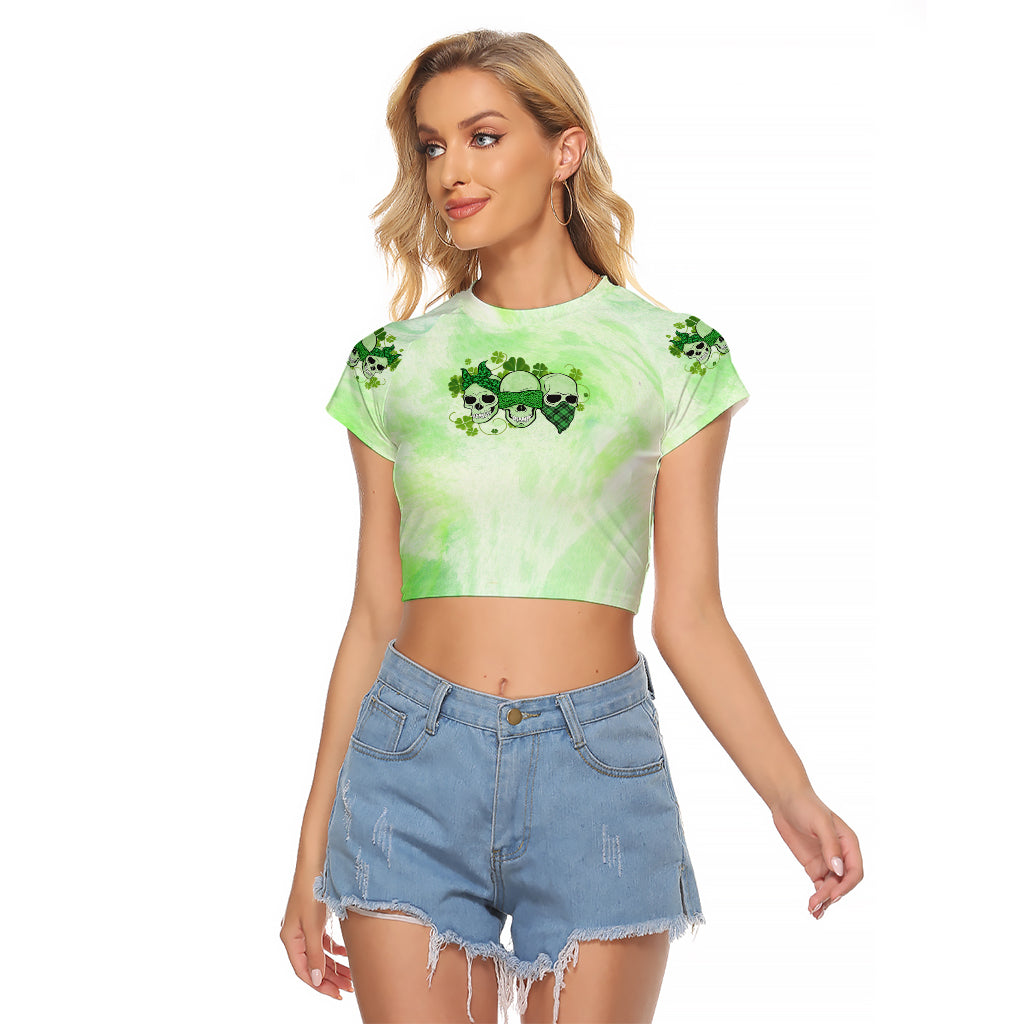 Stuck Between Idk Idc And Idgaf Rose Skull Patrick's Day Raglan Cropped T Shirt - Wonder Print Shop
