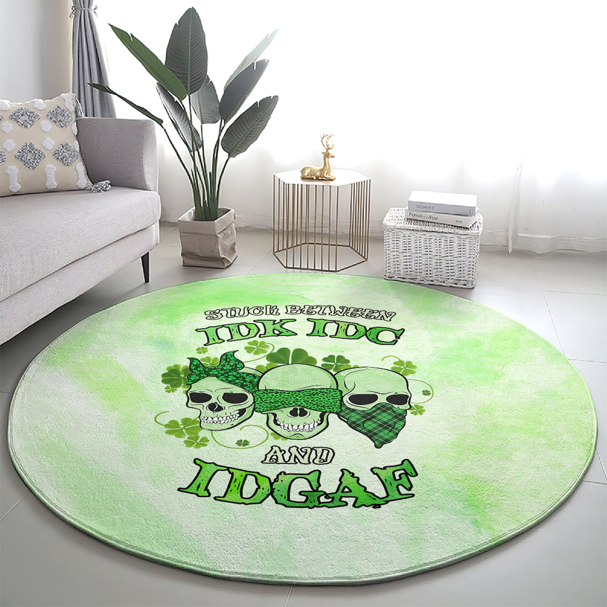 stuck-between-idk-idc-and-idgaf-rose-skull-patricks-day-round-carpet