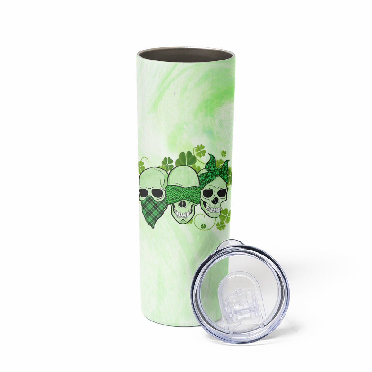 Stuck Between Idk Idc And Idgaf Rose Skull Patrick's Day Skinny Tumbler - Wonder Print Shop