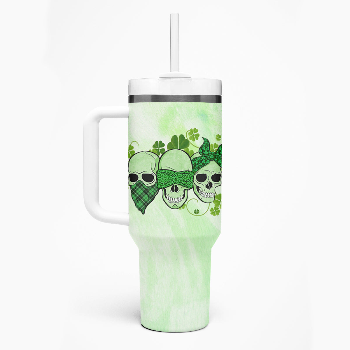 Stuck Between Idk Idc And Idgaf Rose Skull Patrick's Day Tumbler With Handle - Wonder Print Shop