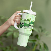 Stuck Between Idk Idc And Idgaf Rose Skull Patrick's Day Tumbler With Handle - Wonder Print Shop