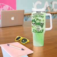 Stuck Between Idk Idc And Idgaf Rose Skull Patrick's Day Tumbler With Handle - Wonder Print Shop