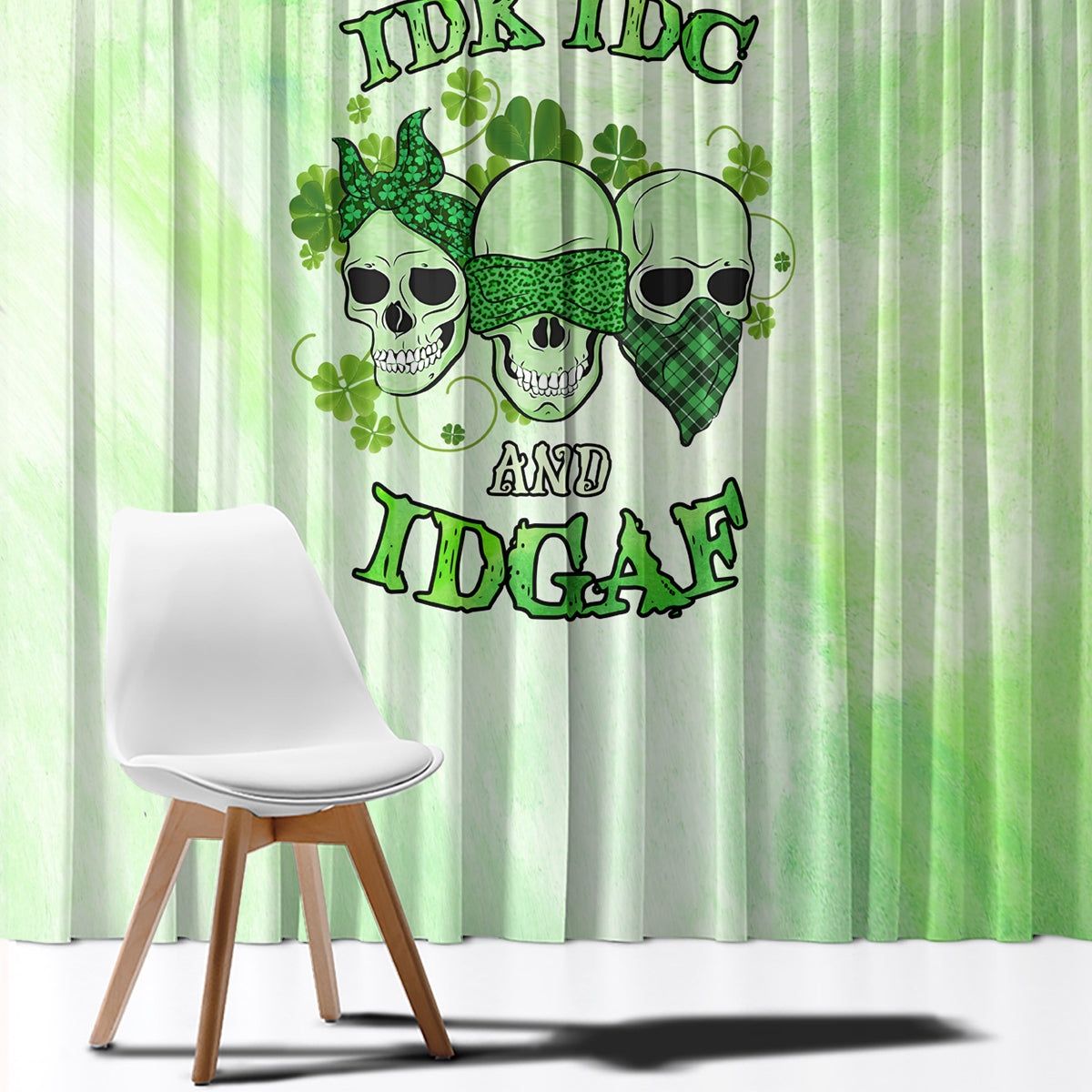 Stuck Between Idk Idc And Idgaf Rose Skull Patrick's Day Window Curtain - Wonder Print Shop