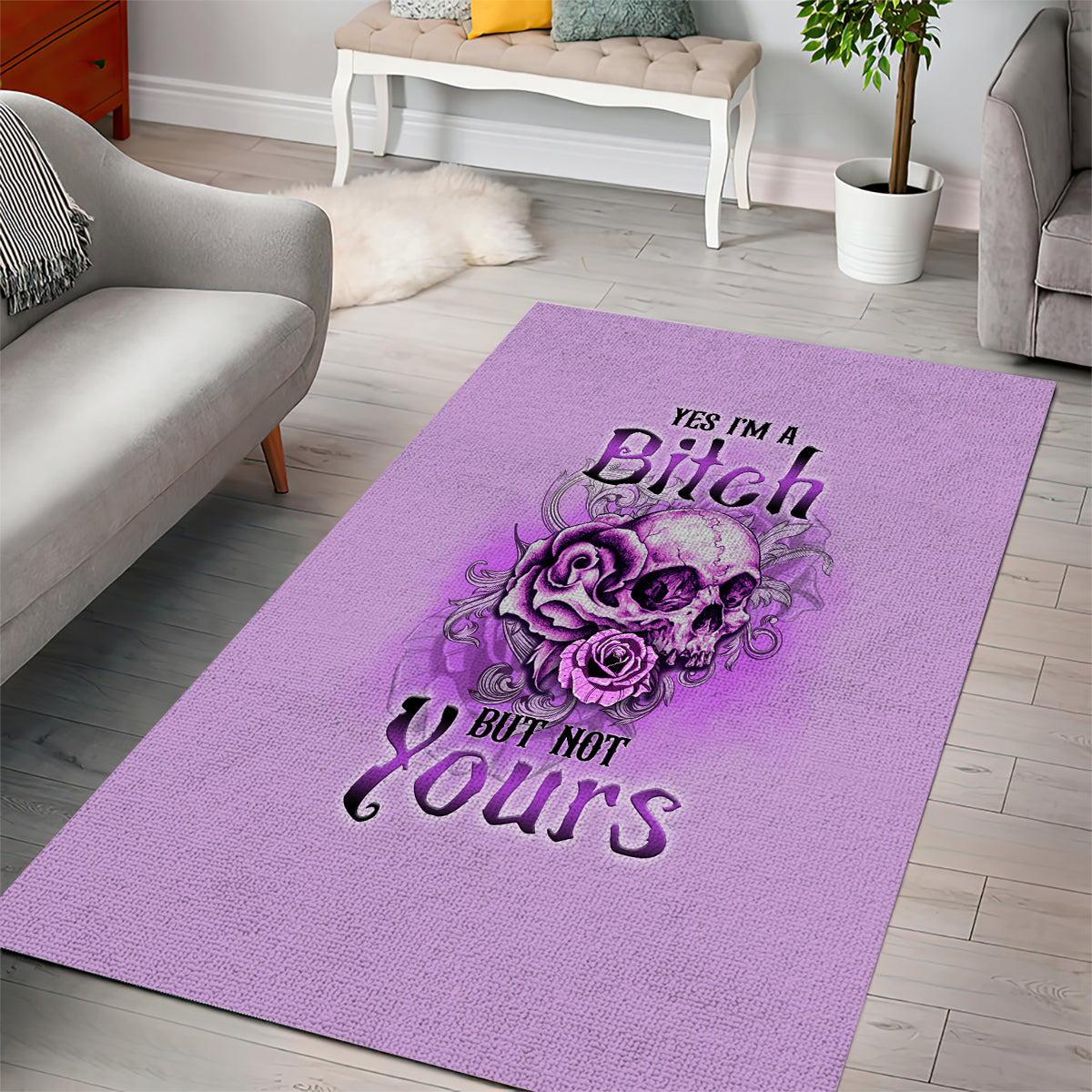 Yes I'm A B But Not Yours Purple Area Rug - Wonder Print Shop