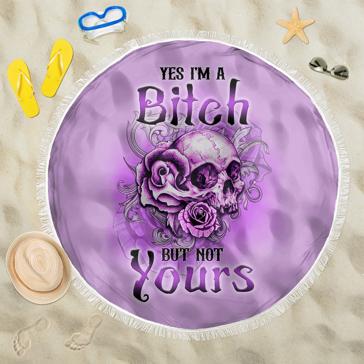 Yes I'm A B But Not Yours Purple Beach Blanket - Wonder Print Shop