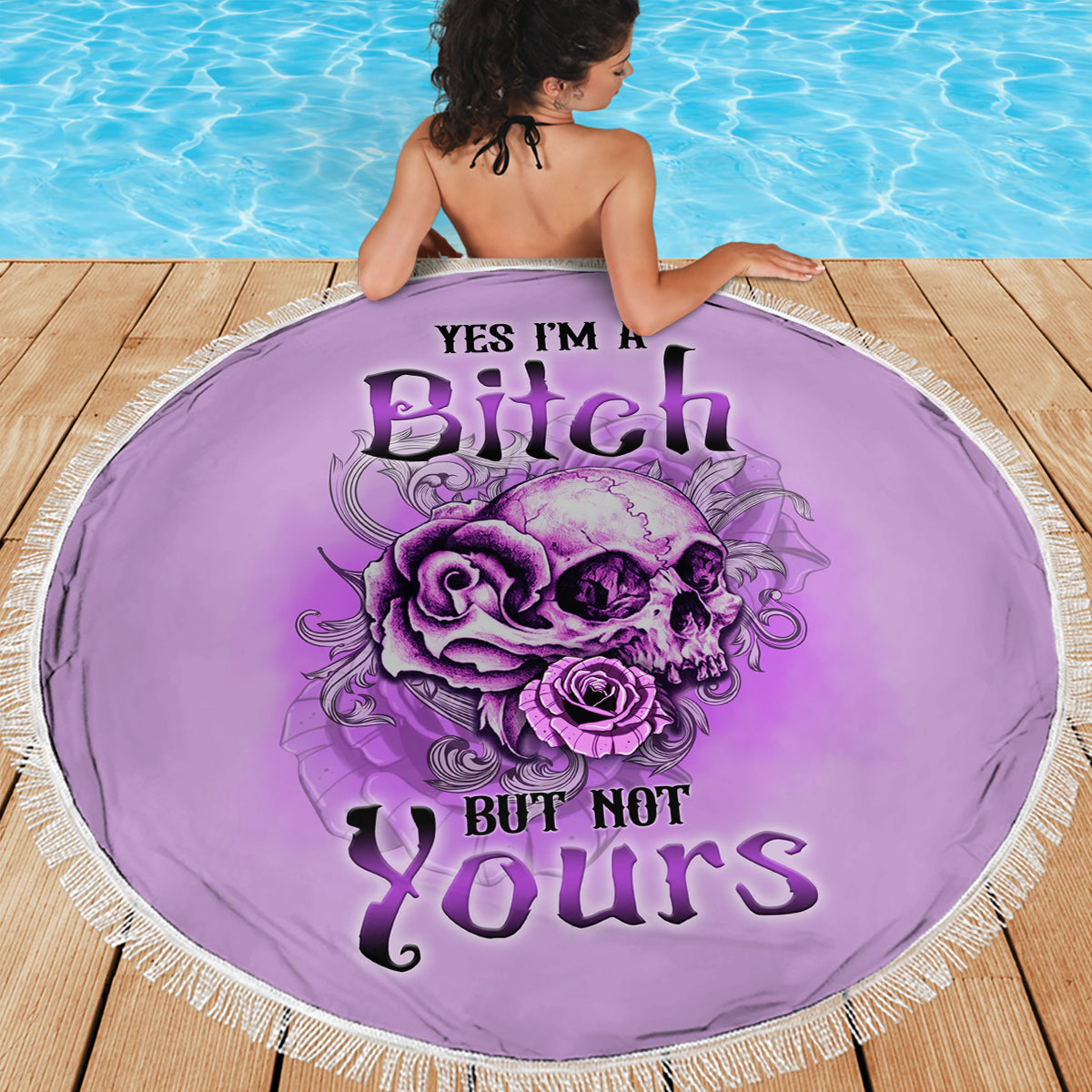 Yes I'm A B But Not Yours Purple Beach Blanket - Wonder Print Shop