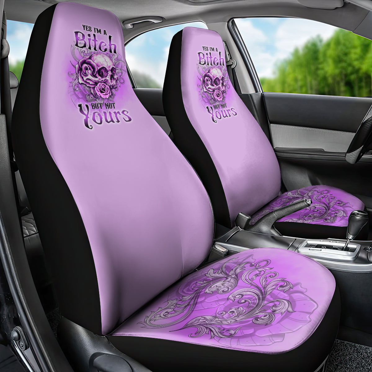 Yes I'm A B But Not Yours Purple Car Seat Cover - Wonder Print Shop