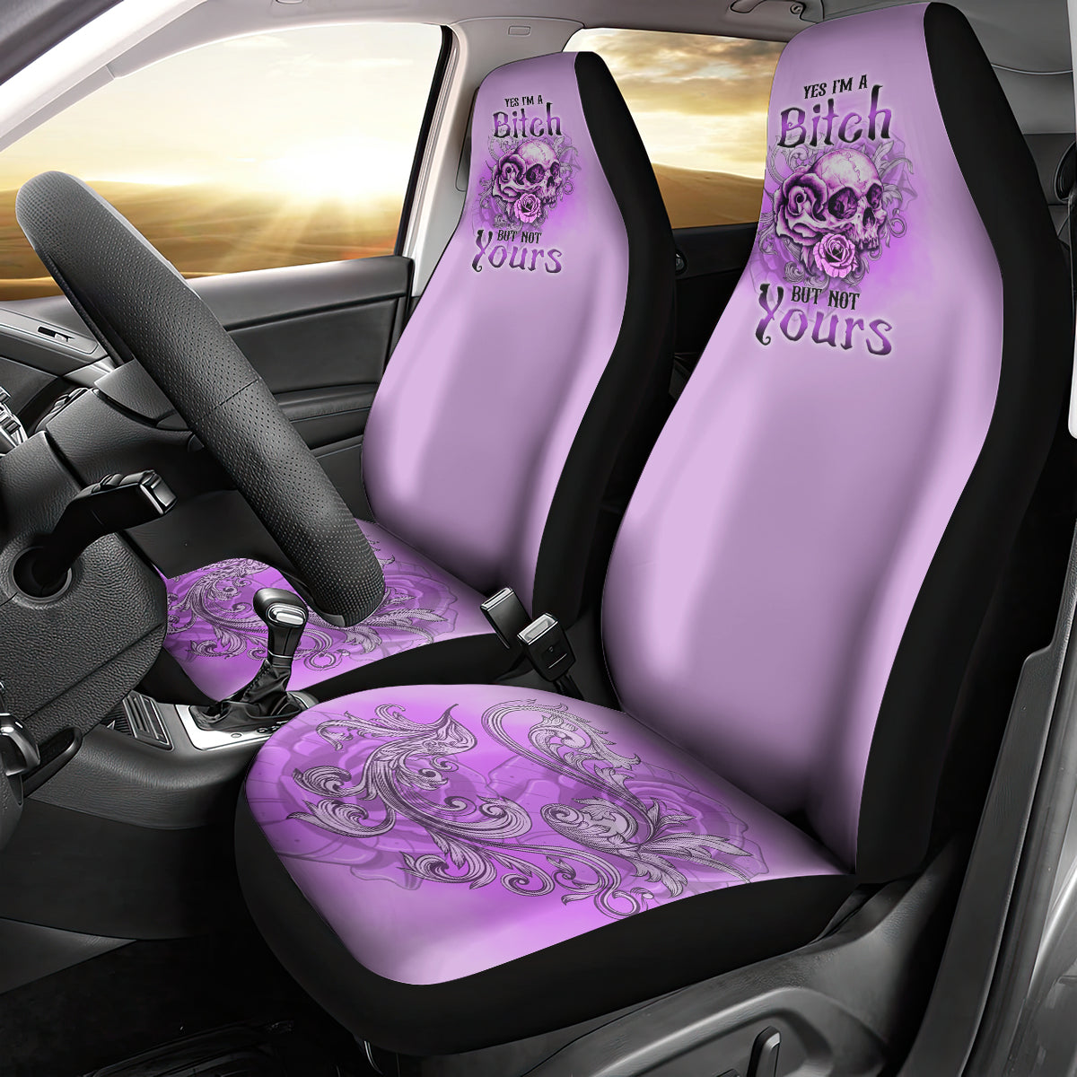 Yes I'm A B But Not Yours Purple Car Seat Cover - Wonder Print Shop