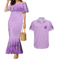 Yes I'm A B But Not Yours Purple Couples Matching Mermaid Dress and Hawaiian Shirt - Wonder Print Shop