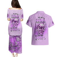 Yes I'm A B But Not Yours Purple Couples Matching Puletasi Dress and Hawaiian Shirt - Wonder Print Shop
