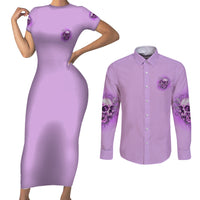 Yes I'm A B But Not Yours Purple Couples Matching Short Sleeve Bodycon Dress and Long Sleeve Button Shirt - Wonder Print Shop