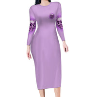 Yes I'm A B But Not Yours Purple Family Matching Long Sleeve Bodycon Dress and Hawaiian Shirt - Wonder Print Shop