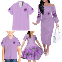 Yes I'm A B But Not Yours Purple Family Matching Off Shoulder Long Sleeve Dress and Hawaiian Shirt - Wonder Print Shop