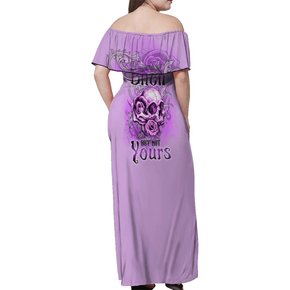 Yes I'm A B But Not Yours Purple Family Matching Off Shoulder Maxi Dress and Hawaiian Shirt - Wonder Print Shop