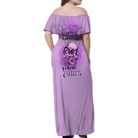 Yes I'm A B But Not Yours Purple Family Matching Off Shoulder Maxi Dress and Hawaiian Shirt - Wonder Print Shop