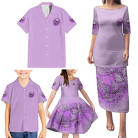 Yes I'm A B But Not Yours Purple Family Matching Puletasi Dress and Hawaiian Shirt - Wonder Print Shop