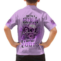 Yes I'm A B But Not Yours Purple Family Matching Short Sleeve Bodycon Dress and Hawaiian Shirt - Wonder Print Shop