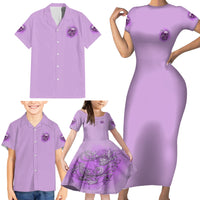 Yes I'm A B But Not Yours Purple Family Matching Short Sleeve Bodycon Dress and Hawaiian Shirt - Wonder Print Shop