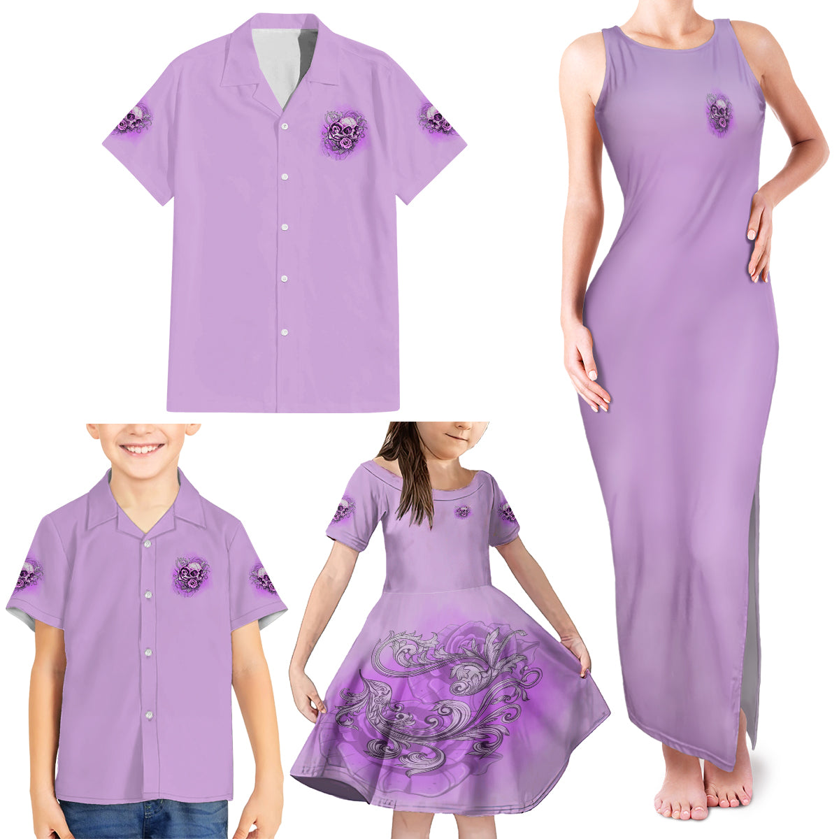 Yes I'm A B But Not Yours Purple Family Matching Tank Maxi Dress and Hawaiian Shirt - Wonder Print Shop