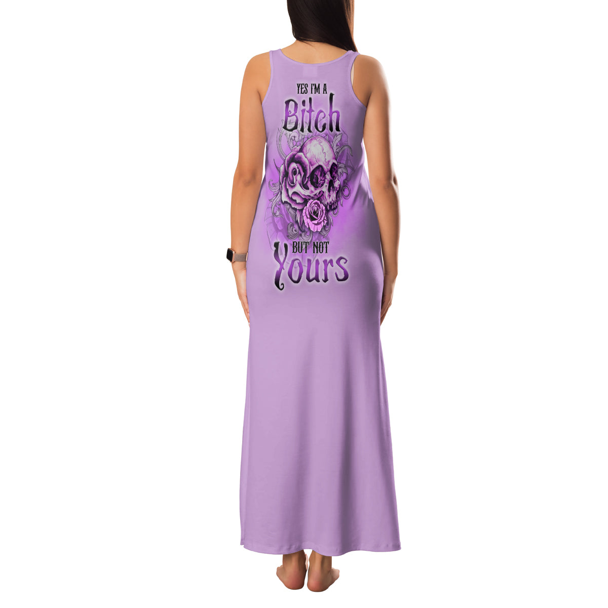 Yes I'm A B But Not Yours Purple Family Matching Tank Maxi Dress and Hawaiian Shirt - Wonder Print Shop
