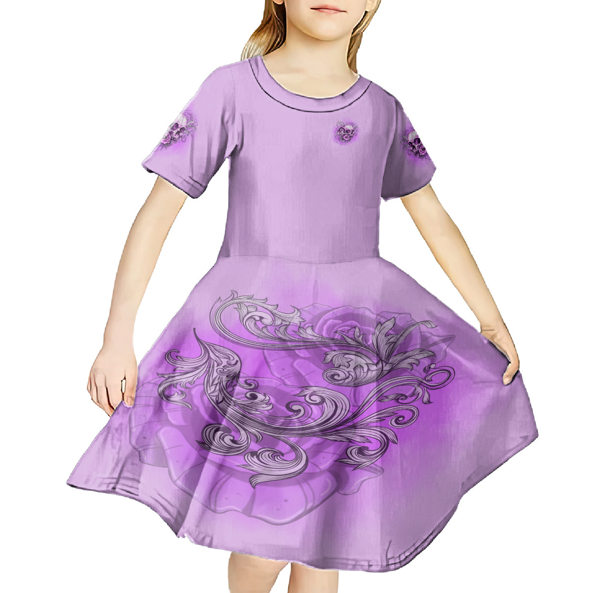Yes I'm A B But Not Yours Purple Kid Short Sleeve Dress - Wonder Print Shop
