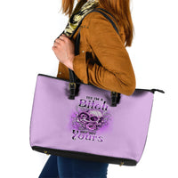 Yes I'm A B But Not Yours Purple Leather Tote Bag - Wonder Print Shop