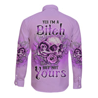 Yes I'm A B But Not Yours Purple Long Sleeve Button Shirt - Wonder Print Shop