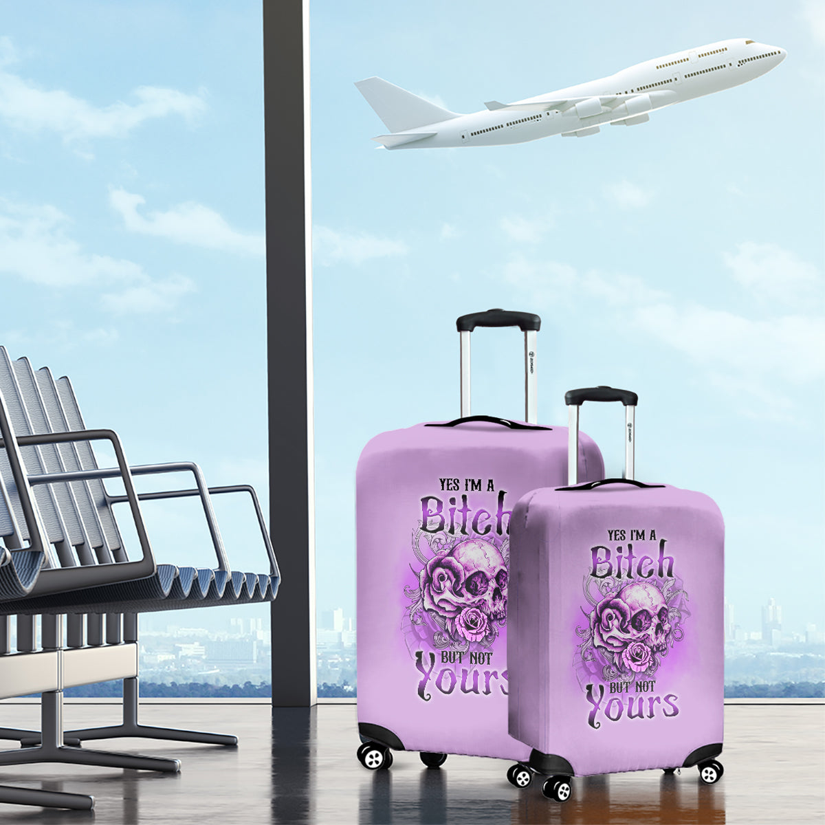 Yes I'm A B But Not Yours Purple Luggage Cover - Wonder Print Shop