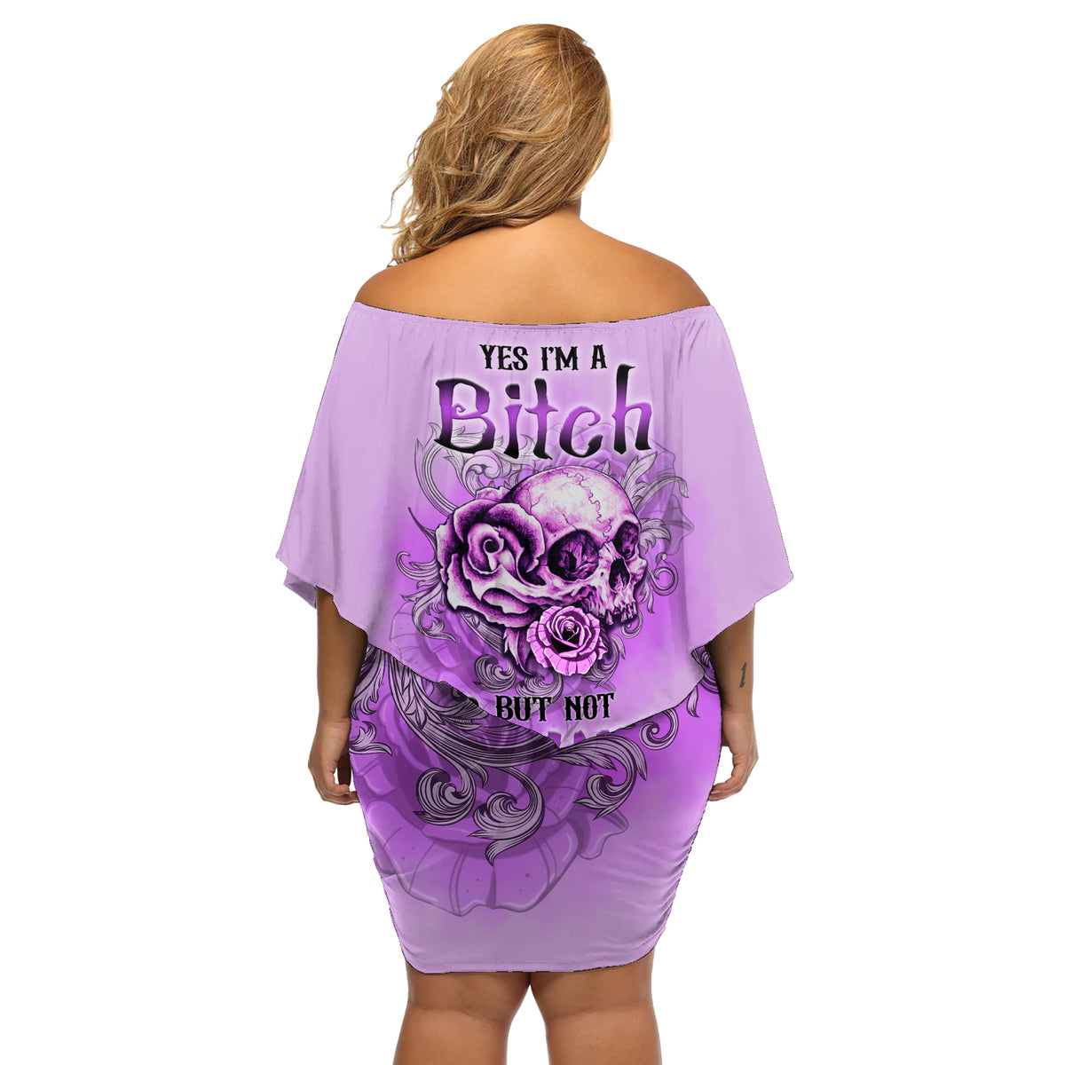 Yes I'm A B But Not Yours Purple Off Shoulder Short Dress - Wonder Print Shop