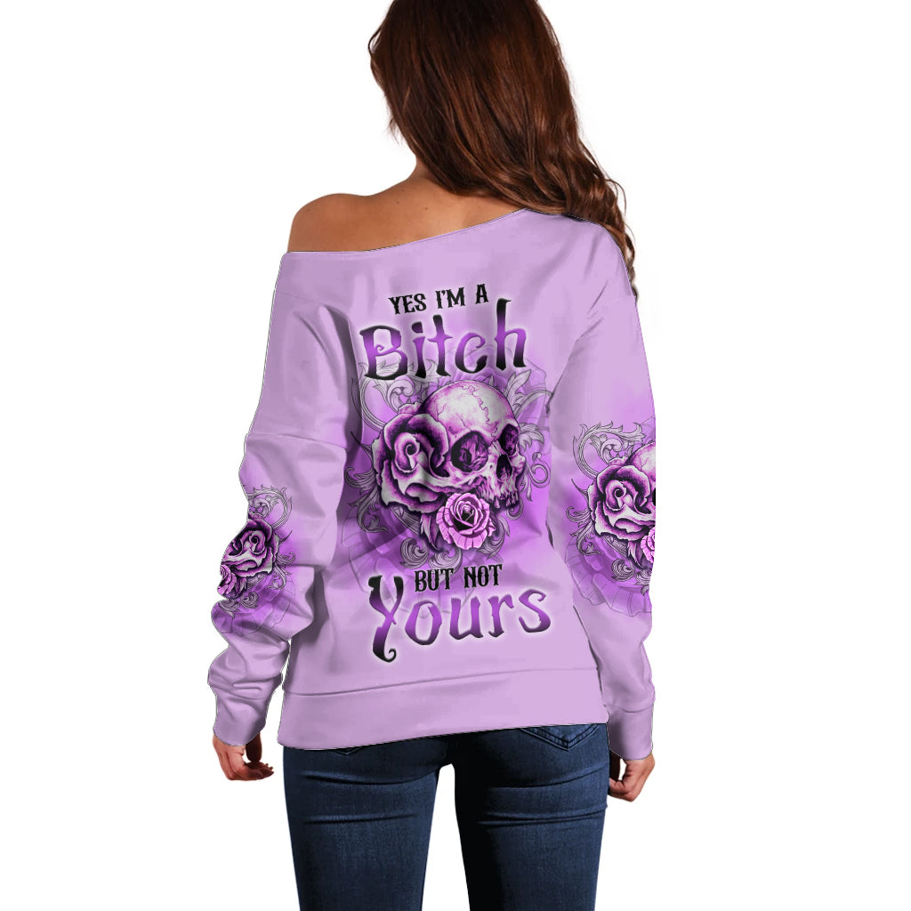 Yes I'm A B But Not Yours Purple Off Shoulder Sweater - Wonder Print Shop