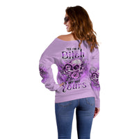 Yes I'm A B But Not Yours Purple Off Shoulder Sweater - Wonder Print Shop