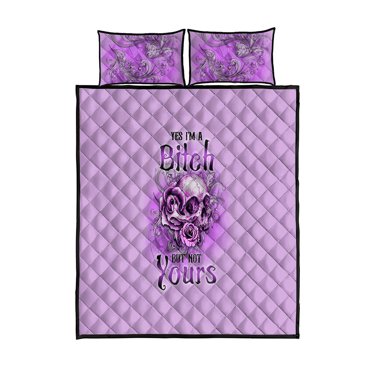 Yes I'm A B But Not Yours Purple Quilt Bed Set - Wonder Print Shop