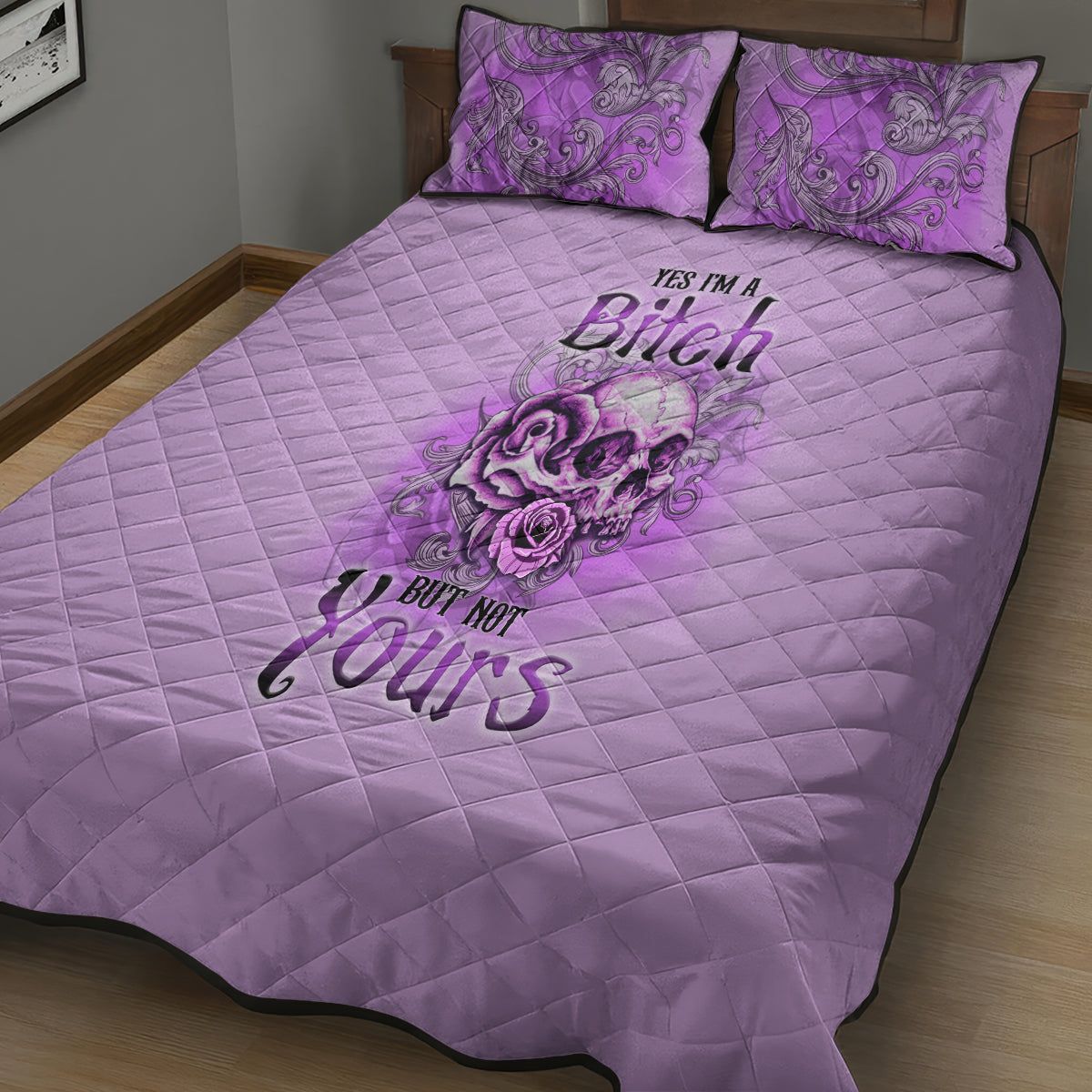 Yes I'm A B But Not Yours Purple Quilt Bed Set - Wonder Print Shop