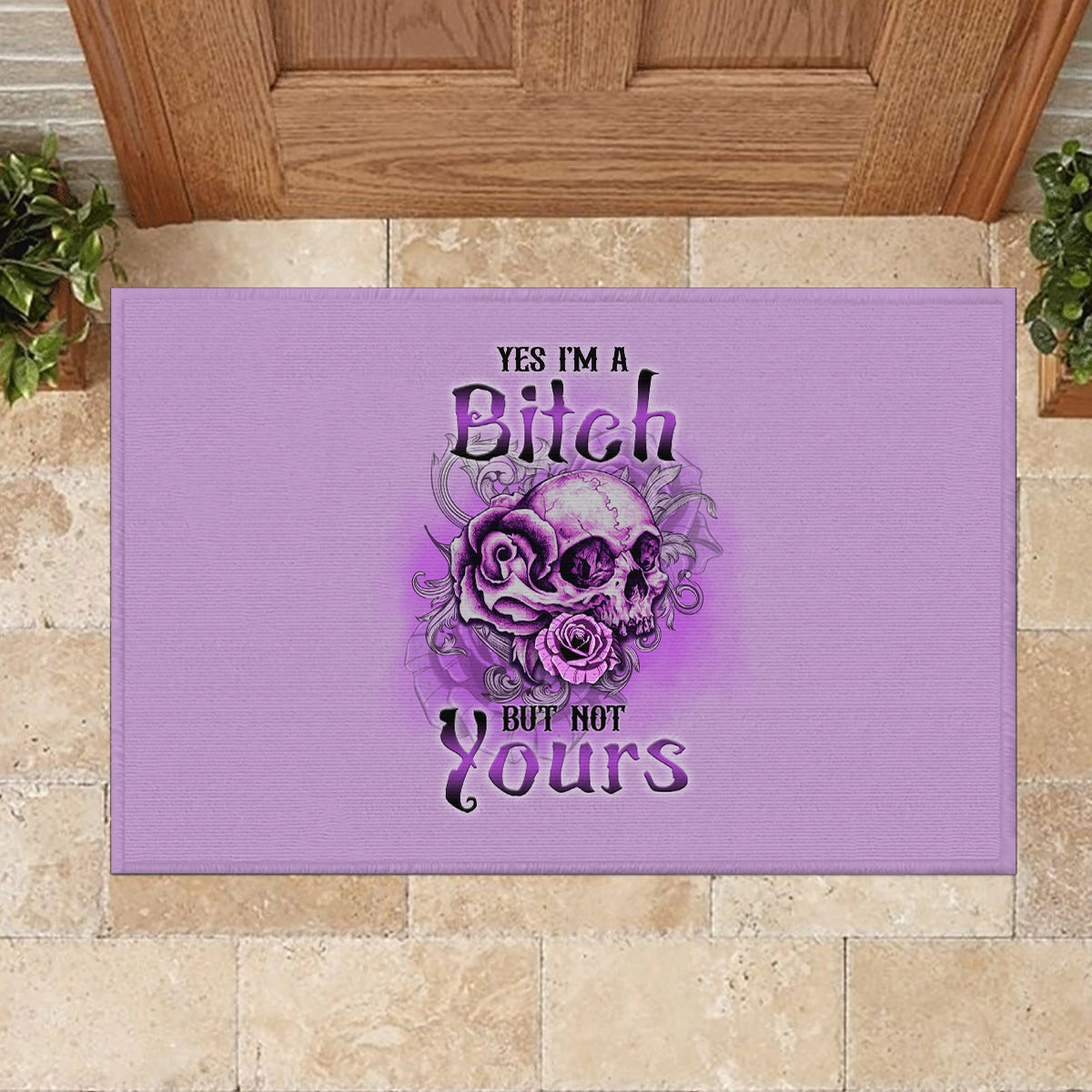 Yes I'm A B But Not Yours Purple Rubber Doormat - Wonder Print Shop
