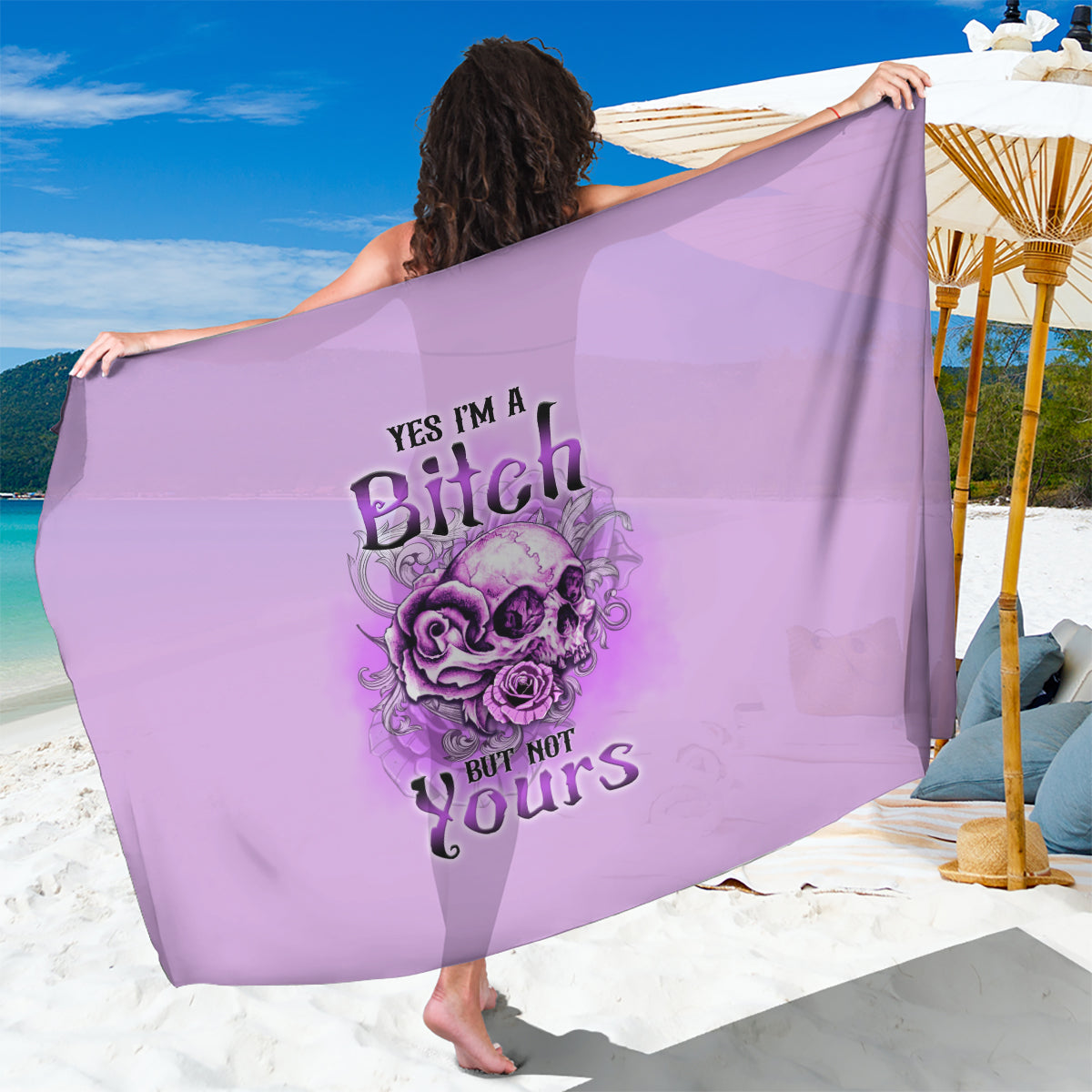 Yes I'm A B But Not Yours Purple Sarong - Wonder Print Shop