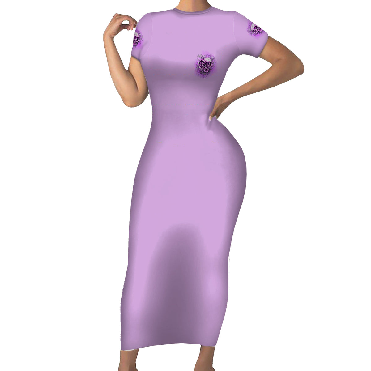 Yes I'm A B But Not Yours Purple Short Sleeve Bodycon Dress - Wonder Print Shop